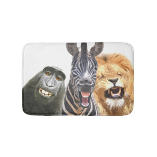 Jungle-Tierfreunde lustiges Portrait Badematte