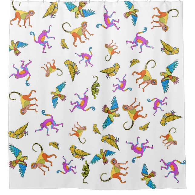 Jungle-Tiermuster Duschvorhang (Vorderseite)