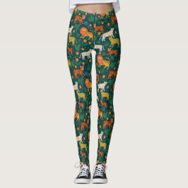 Jungle-Tiermuster mit Blume Leggings