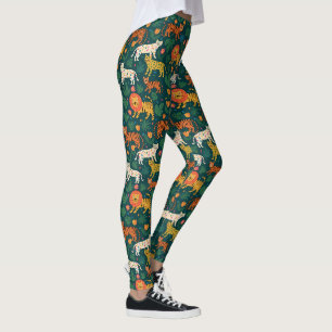 Jungle-Tiermuster mit Blume Leggings