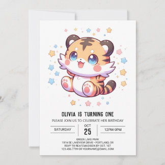 Jungle Tiger 1. Geburtstag Einladung