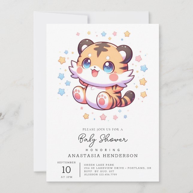 Jungle Tiger Baby Dusche Einladung (Vorderseite)
