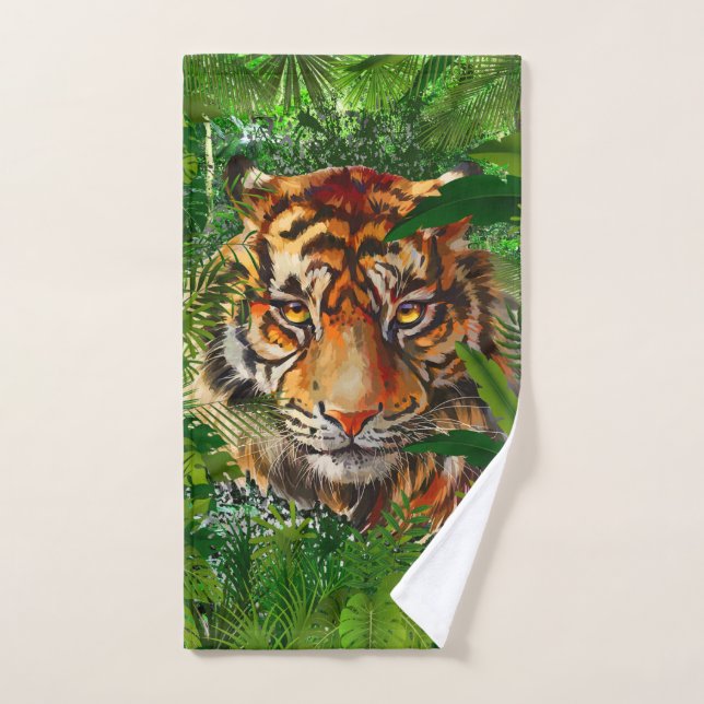 Jungle Tiger Badetuch Set | Farbenfrohe Tiger Art (Handtuch)
