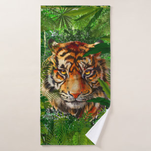 Jungle Tiger Badetuch Set Farbenfrohe Tiger Art Badehandtuch
