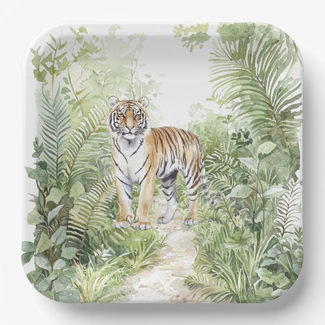 Jungle Tiger Birthday Pappteller (Vorderseite)