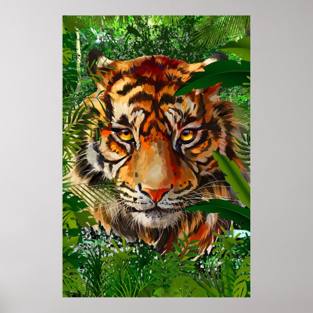 Jungle Tiger Poster | Farbiges Tiger-Poster (Vorne)