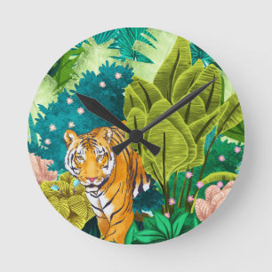 Jungle Tiger Runde Wanduhr