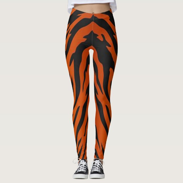Jungle Tiger Stripes Animal Print Leggings (Vorderseite)