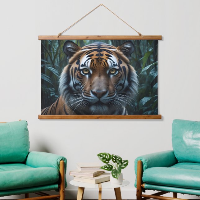 Jungle Tiger Wandteppich Mit Holzrahmen (Wohnzimmer)