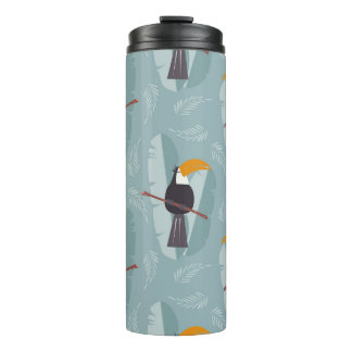 Jungle Toucan, nahtlos blauer Hintergrund. Thermosbecher