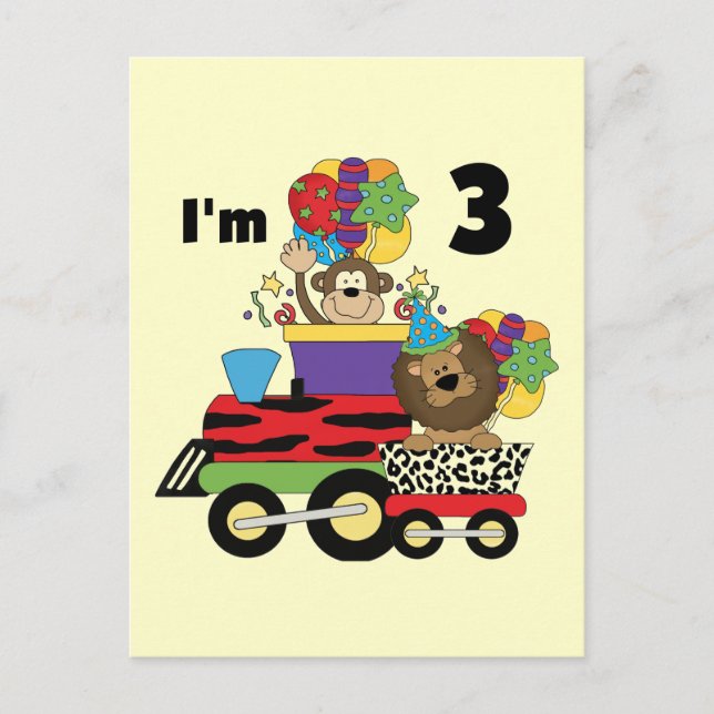 Jungle Train 3. Geburtstag Tshirts und Geschenke Postkarte (Vorderseite)