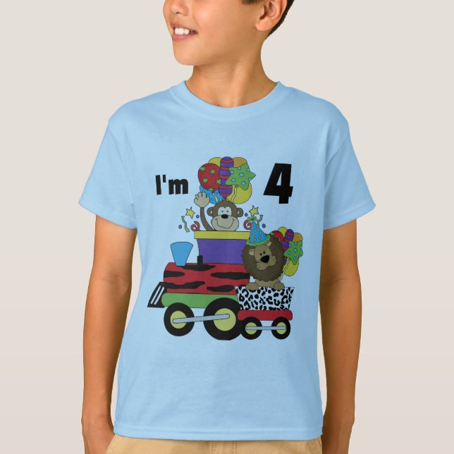 Jungle Train 4. Geburtstag Tshirts und Geschenke (Vorderseite)