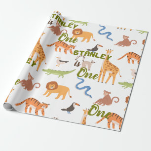 Jungle Tropical Safari Wilde Tiere personalisiert Geschenkpapier
