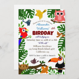 Jungle Tropical Summer Kids Bird Birthday Einladung