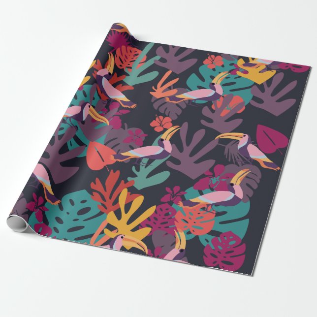  Jungle und Tropical Birds Wrapping Paper Geschenkpapier (Ungerollt)