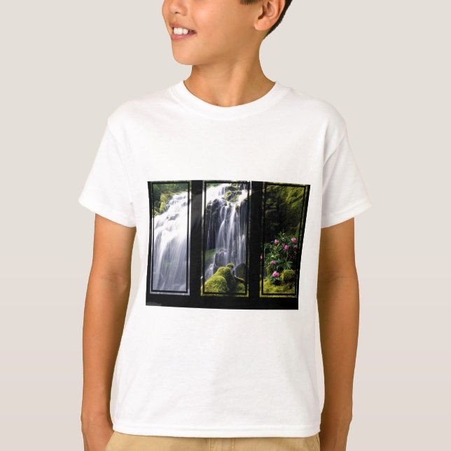 Jungle Waterfall Triptychon T-Shirt (Vorderseite)