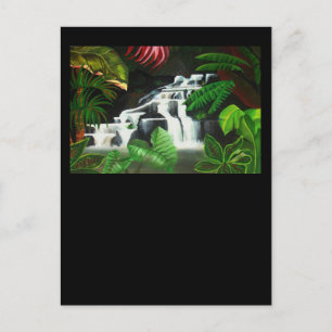 Jungle Waterfall Wilderness Akryllische Malerei Postkarte