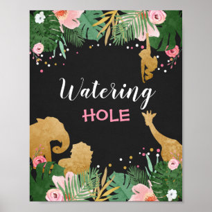 Jungle Watering hole Sign Zoo Safari Drink table Poster