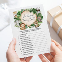 Jungle Wer Mama Best Baby Shower Game Card kennt
