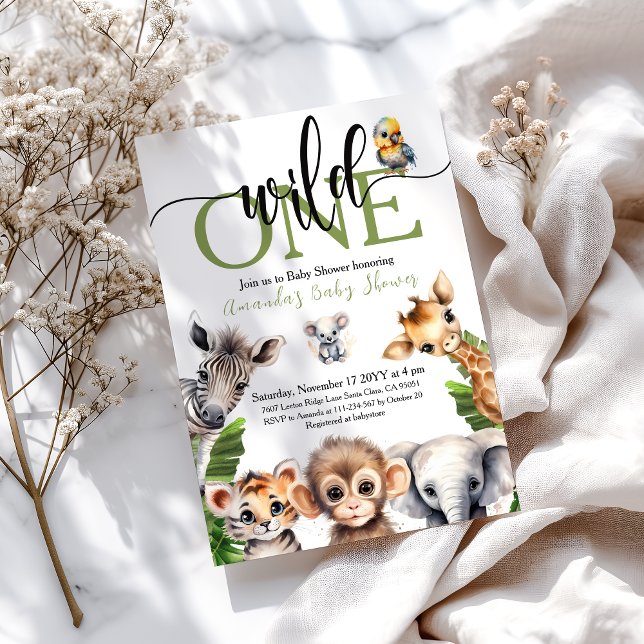 Jungle Wild One Safari Animal Baby Dusche Einladung (Von Creator hochgeladen)