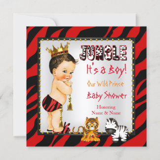 Jungle Wild Prince Baby Dusche Brünett Einladung