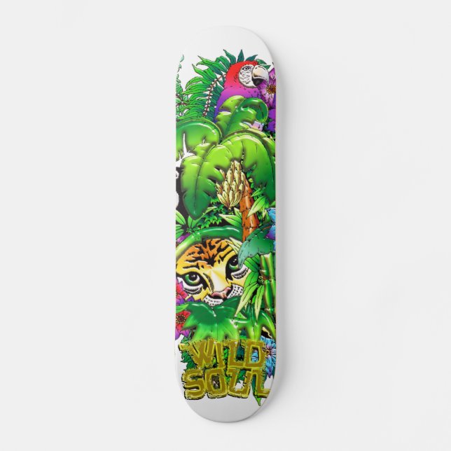 Jungle Wilde Tiere und Pflanze Skateboard (Vorderseite)