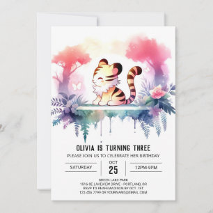 Jungle Woodland Tiger Geburtstag Einladung