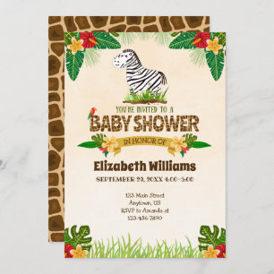 Jungle Zebra Baby Shower Einladung