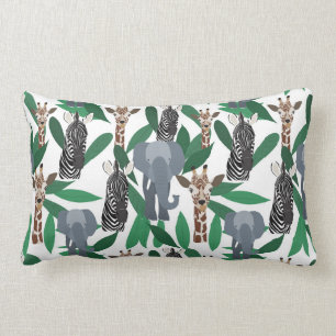 Jungle Zebra Elephant Giraffe Safari Tiere Lendenkissen