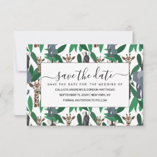 Jungle Zebra Elephant Giraffe Safari Tiere Save The Date