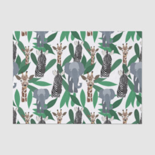 Jungle Zebra Elephant Giraffe Safari Tiere Seidenpapier
