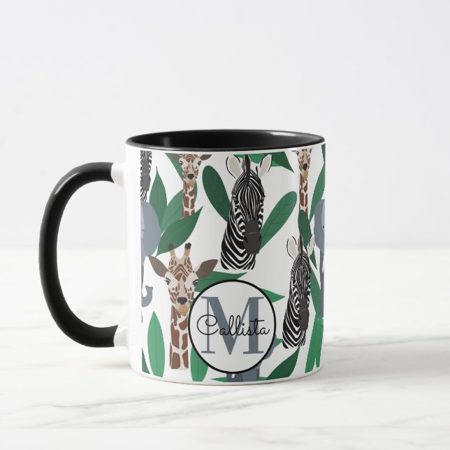Jungle Zebra Elephant Giraffe Safari Tiere Tasse (Links)