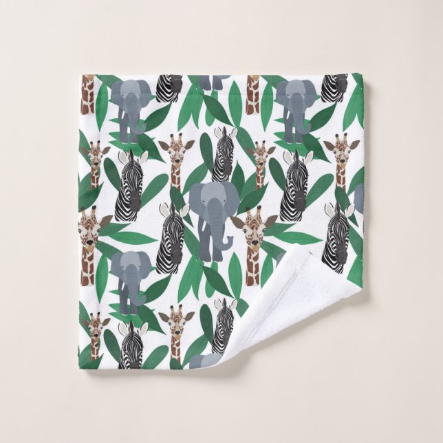 Jungle Zebra Elephant Giraffe Safari Tiere Waschlappen (Waschlappen)