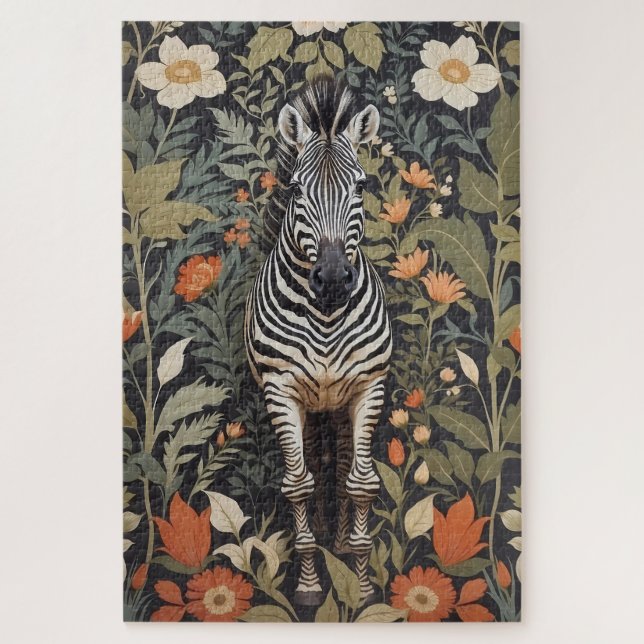 Jungle Zebra Floral Puzzle (Vertikal)