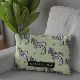 Jungle Zebra Wild Pattern & Personalized Name Dekokissen