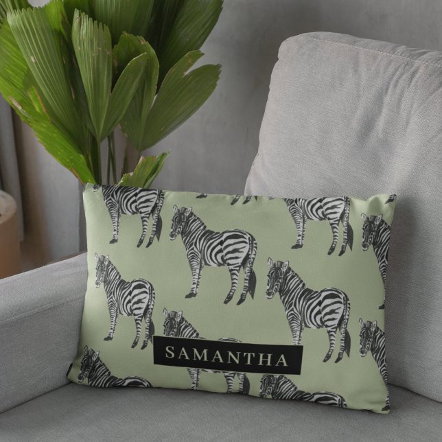 Jungle Zebra Wild Pattern & Personalized Name Dekokissen (Von Creator hochgeladen)