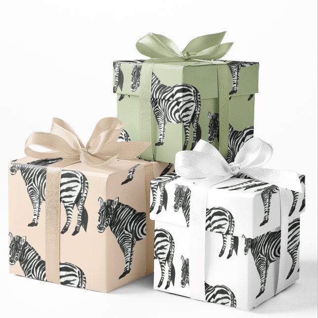 Jungle Zebra Wild Pattern & Personalized Name Geschenkpapier Set (Von Creator hochgeladen)