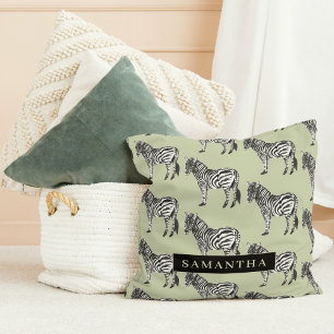 Jungle Zebra Wild Pattern & Personalized Name Kissen