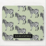 Jungle Zebra Wild Pattern & Personalized Name Mousepad<br><div class="desc">Jungle Zebra Wild Pattern & Personalized Name</div>
