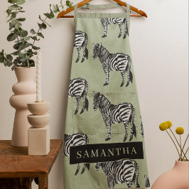 Jungle Zebra Wild Pattern & Personalized Name Schürze