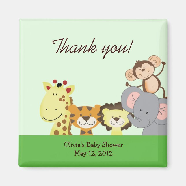 Jungle Zoo Party Geburtstag Baby Showdusche Gefall Magnet (Vorne)