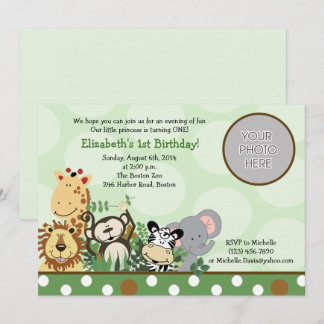 Jungle Zoo Party Geburtstag Einladung mit Foto