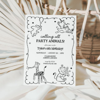 Jungle Zoo Safari Animals Kindergeburtstag Einladung