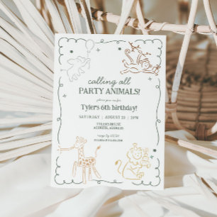 Jungle Zoo Safari Tiere Geburtstag Einladung