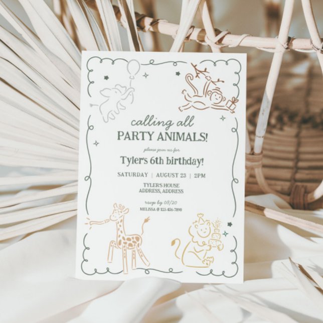 Jungle Zoo Safari Tiere Geburtstag Einladung (Safari Jungle Party Animals Kids Birthday Invite)