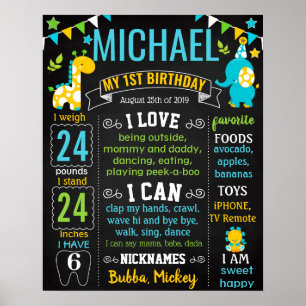 Jungle Zoo Safari Tiere Wild One Birthday Poster