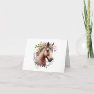 Jungpferd mit Blume BLANK Karte