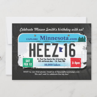 Jungs 16. Geburtstag Minnesota Lizenz Einladung