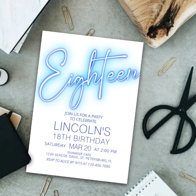 Jungs 18. Neon Pool Geburtstag Einladung (Von Creator hochgeladen)