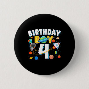 Jungs 4. Geburtstag Raumfahrtaktiva vier Jahre Button